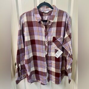 Sonoma Red and Purple Plaid The Everyday Shirt NWT Size XL